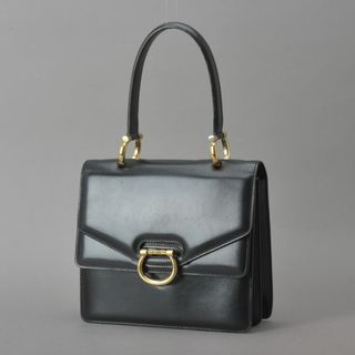 セリーヌ(celine)のCELINE◇セリーヌ リング金具 ハンドバッグ レザー ブラック ゴールド金具(ハンドバッグ)