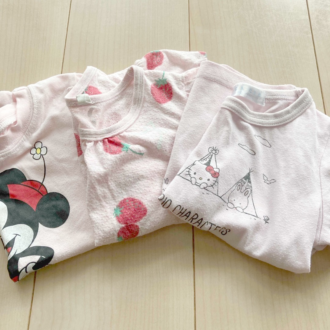 西松屋(ニシマツヤ)のピンク　Tシャツ　3枚セット キッズ/ベビー/マタニティのキッズ服女の子用(90cm~)(Tシャツ/カットソー)の商品写真