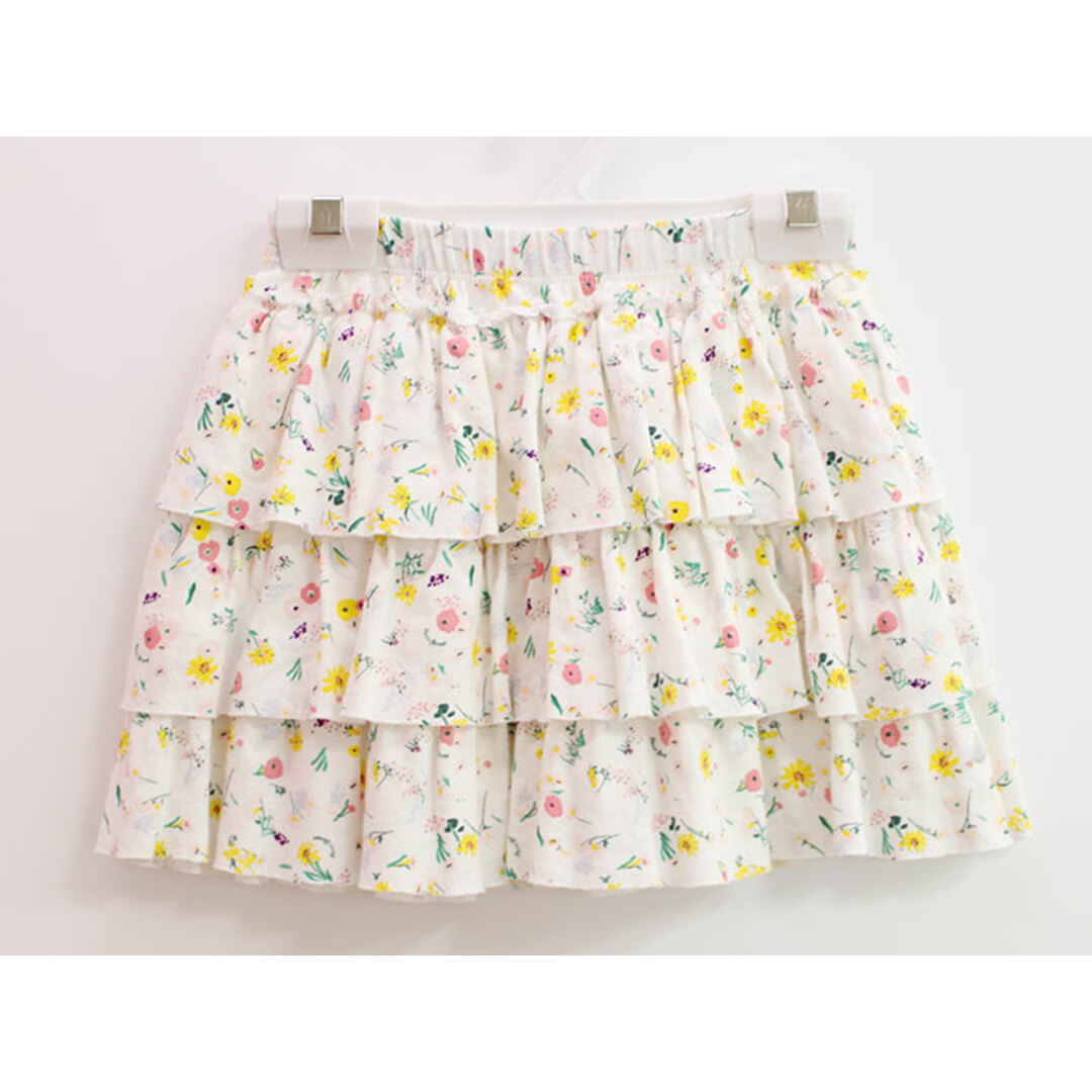 PETIT BATEAU(プチバトー)の【春物 新入荷!】▲プチバトー/PETIT BATEAU▲128cm(8ans) ティアードスカート 白系 花柄【中古】子供 キッズ kids 女の子 春夏 bottoms 905042 キッズ/ベビー/マタニティのキッズ服女の子用(90cm~)(スカート)の商品写真