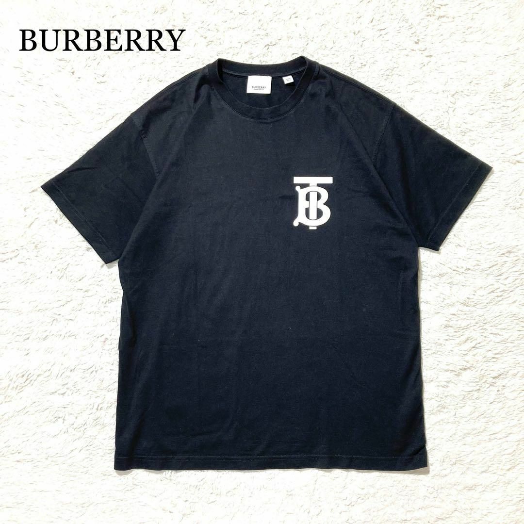 極美品】 BURBERRY Tシャツ 黒 TB ロゴ モノグラム XXS 極美品】 BURBERRY Tシャツ 黒 TB ロゴ モノグラム XXS