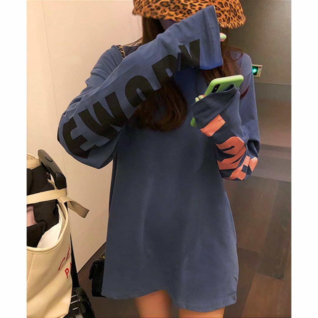 [Luxe Relax] アーム テキスト プリント ロンT カジュアル インナ レディースのファッション小物(その他)の商品写真