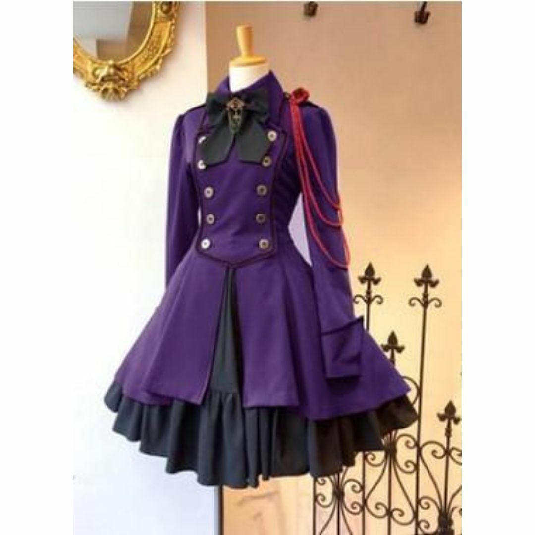 【数量限定】ワンピース ブルー M 軍服 制服 コスプレ ハロウィン ロリータ レディースのワンピース(その他)の商品写真