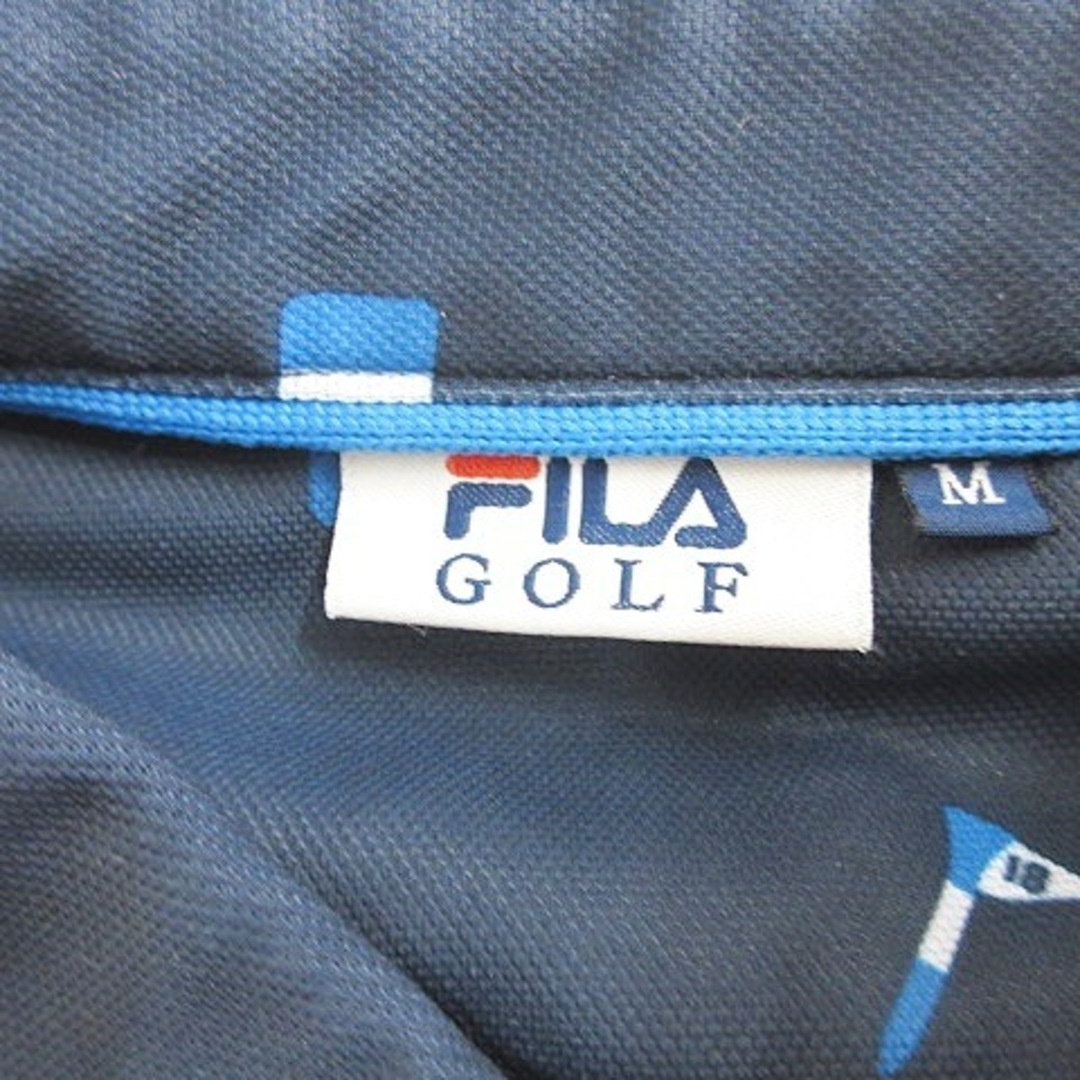 FILA(フィラ)のフィラ ゴルフ FILA GOLF ポロシャツ 半袖 総柄 紺 ネイビー 白 M スポーツ/アウトドアのゴルフ(ウエア)の商品写真