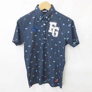 フィラ(FILA)のフィラ ゴルフ FILA GOLF ポロシャツ 半袖 総柄 紺 ネイビー 白 M(ウエア)