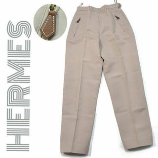 エルメス(Hermes)のエルメス■美品　レザージップ コットンハイウエストパンツボトムス/レディース36(その他)