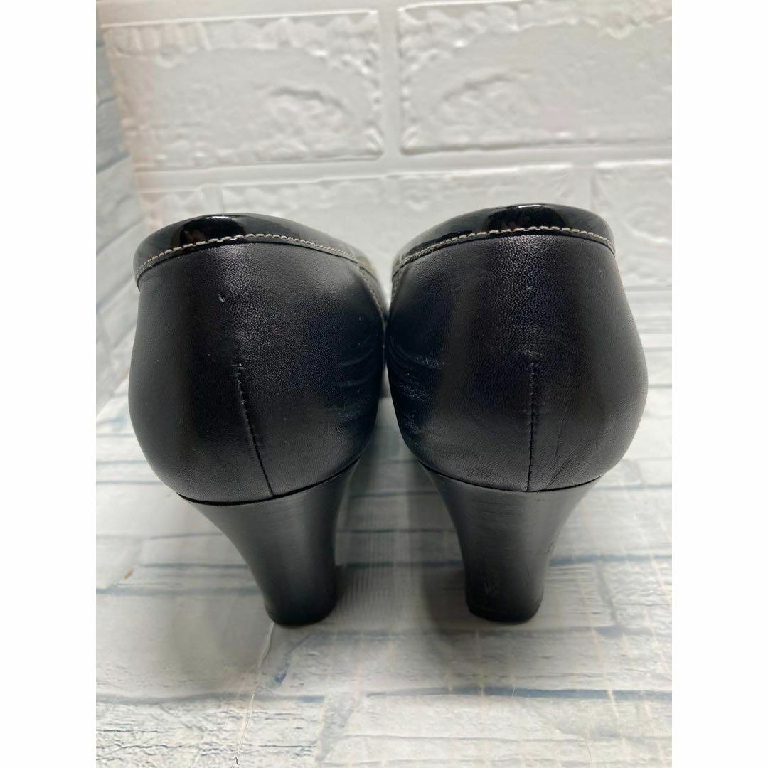 銀座ヨシノヤ レザーパンプス　黒　23cm レディースの靴/シューズ(ハイヒール/パンプス)の商品写真