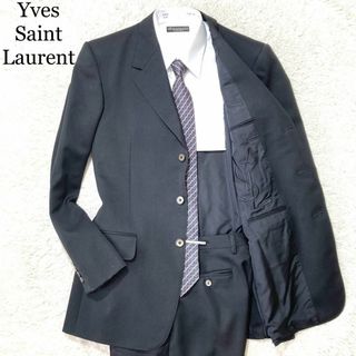 イヴサンローラン(Yves Saint Laurent)の【極美品】Yves Saint Laurent スーツ 黒 ロゴ 刺繍 50(その他)