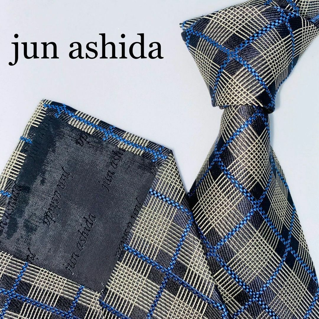 jun ashida(ジュンアシダ)のjun ashida ジュンアシダ　シルクネクタイ　光沢　絹00% チェック柄 メンズのファッション小物(ネクタイ)の商品写真