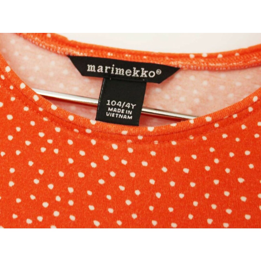 marimekko(マリメッコ)の【夏物 新入荷!】[マリメッコ/ｍarimekko]104cm 半袖ワンピース  オレンジ×白【中古】子供服 キッズ kids 女の子 夏 onepi 415042 キッズ/ベビー/マタニティのキッズ服女の子用(90cm~)(ワンピース)の商品写真