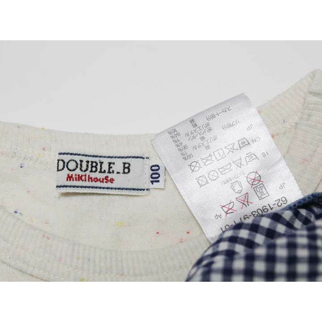 DOUBLE.B(ダブルビー)の【夏物 新入荷!】‡ミキハウスダブルB/MIKIHOUSE DOUBLE.B‡100cm 半袖ワンピース 白×ブルー【中古】子供服 キッズ kids 女の子 夏 onepi 415042 キッズ/ベビー/マタニティのキッズ服女の子用(90cm~)(ワンピース)の商品写真