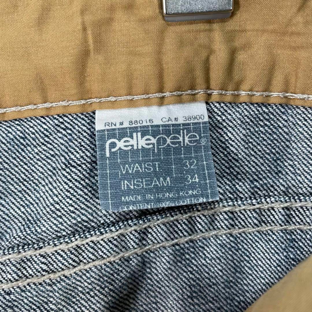 PELLE BORSA(ペレボルサ)のPELLE PELLE ハーフパンツ デニム 刺繍 百合の紋章 真鍮 ワイド メンズのパンツ(ショートパンツ)の商品写真