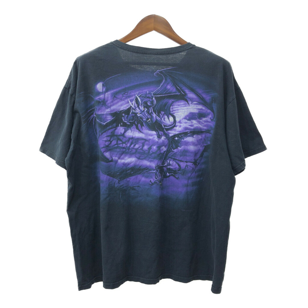 00年代 LIQUID BLUE リキッドブルー ドラゴン 半袖Ｔシャツ 大判プリント ブラック (メンズ L相当) 中古 古着 Q6516 メンズのトップス(Tシャツ/カットソー(半袖/袖なし))の商品写真