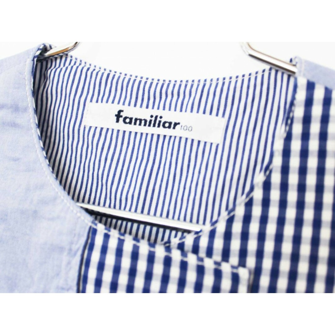 familiar(ファミリア)の【夏物 新入荷!】[ファミリア/familiar]100cm ノースリーブワンピース/ジャンパースカート ブルー×白【中古】子供服 キッズ kids 女の子 夏 onepi 415042 キッズ/ベビー/マタニティのキッズ服女の子用(90cm~)(ワンピース)の商品写真