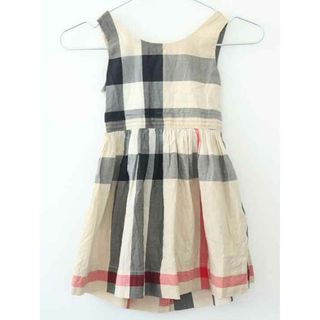 バーバリー(BURBERRY)の【夏物 新入荷!】†バーバリー/BURBERRY†104cm(4Y) ワンピース/ジャンパースカート/ノースリーブワンピース ベージュ×紺【中古】子供服 キッズ kids 女の子 夏 onepi 715042(ワンピース)