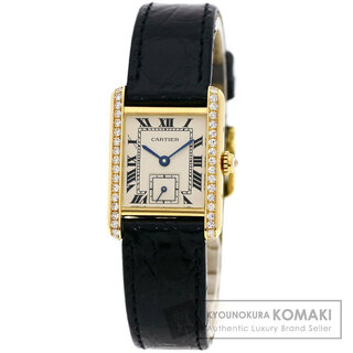カルティエ(Cartier)のCARTIER タンク サイド ダイヤモンド メーカーコンプリート2024.1 腕時計 K18YG 革 クロコダイル レディース(腕時計)