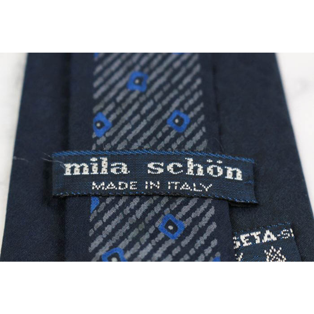 mila schon(ミラショーン)のミラショーン ブランド ネクタイ ロゴ ストライプ柄 小紋柄 シルク イタリア製 PO  メンズ ネイビー mila schon メンズのファッション小物(ネクタイ)の商品写真