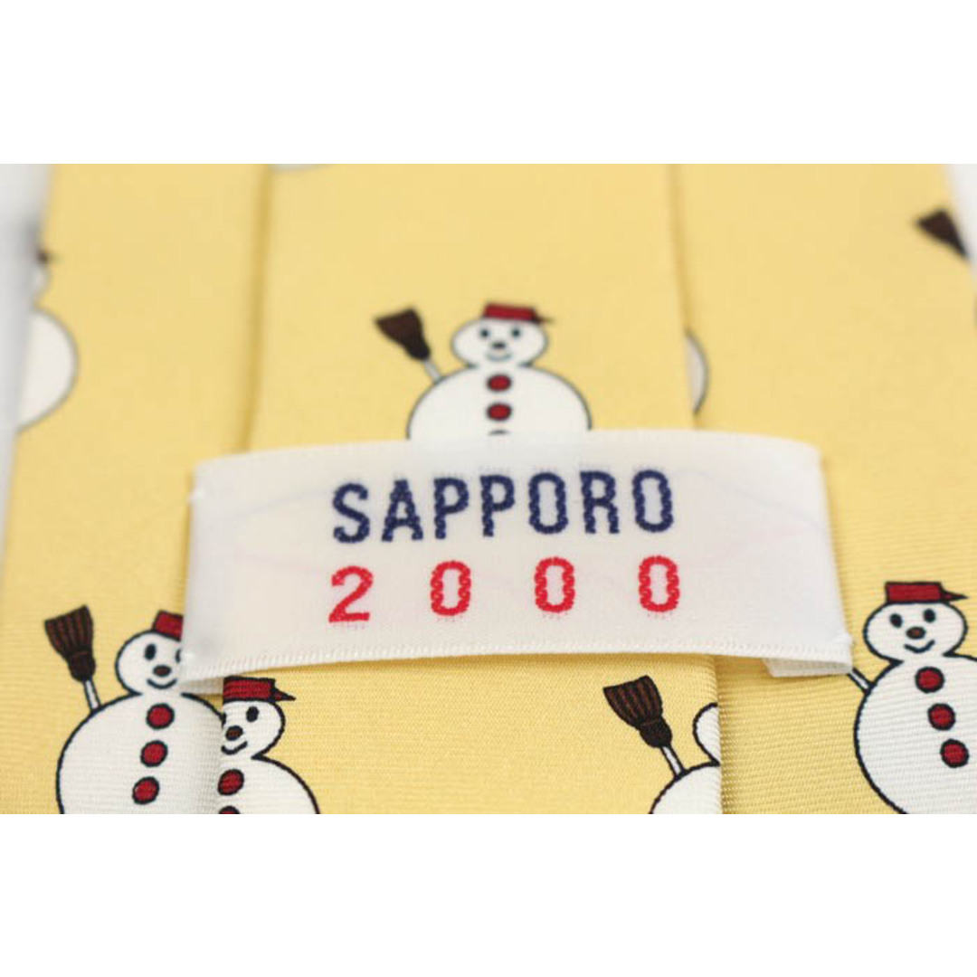 札幌 ブランド ネクタイ 雪だるま 雪 シルク 日本製 PO  メンズ イエロー 雪まつり メンズのファッション小物(ネクタイ)の商品写真