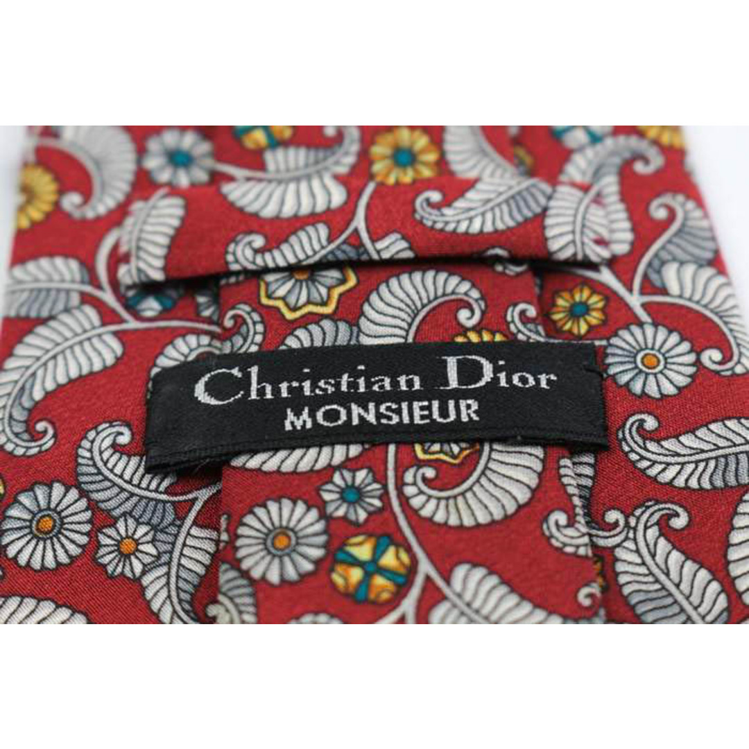 Christian Dior(クリスチャンディオール)のクリスチャンディオール ブランド ネクタイ 総柄 花柄 リーフ柄 シルク PO  メンズ レッド Christian Dior メンズのファッション小物(ネクタイ)の商品写真