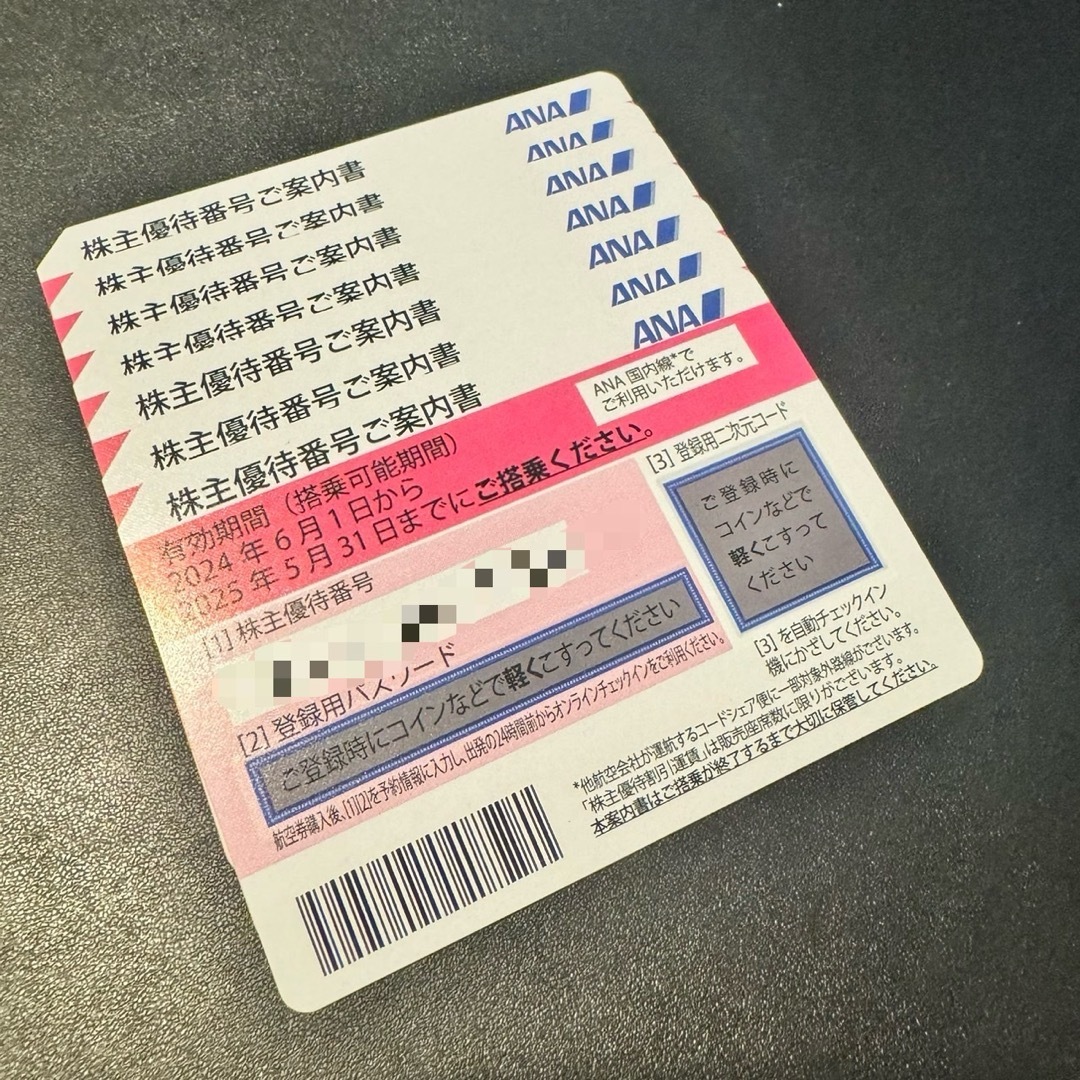 ANA株主優待券  7枚  　2024年6月1日から2025年5月31日まで有効 チケットの優待券/割引券(その他)の商品写真