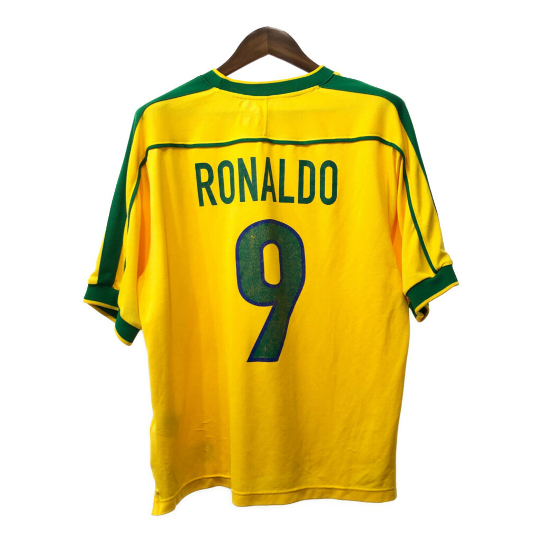 NIKE(ナイキ)の90年代 イギリス製 NIKE ナイキ サッカー 1998 ワールドカップ ブラジル ロナルド ゲームシャツ ユニフォーム (メンズ L) 中古 古着 Q6520 メンズのトップス(その他)の商品写真