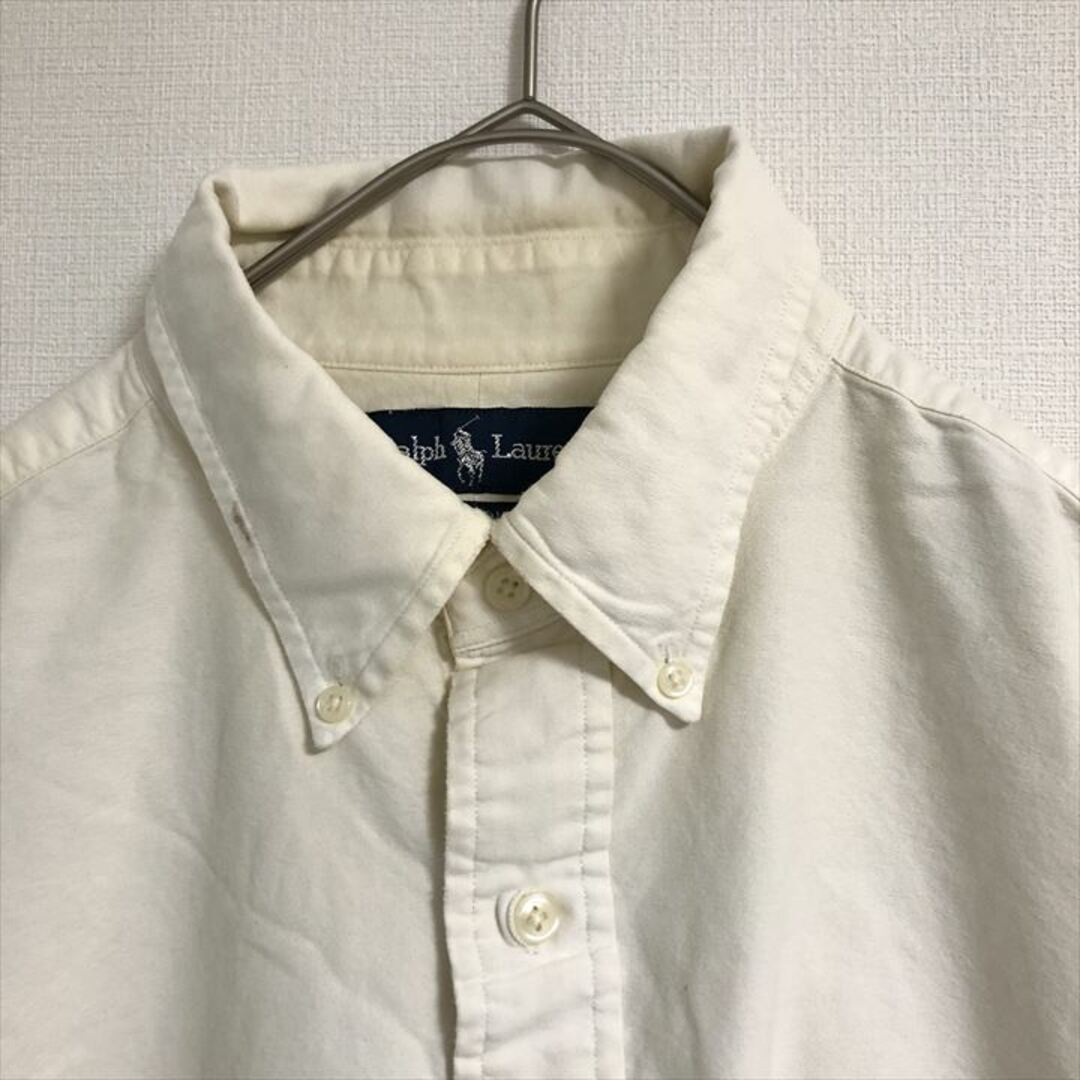 Ralph Lauren(ラルフローレン)の90s 古着 ラルフローレン BDシャツ 刺繍ロゴ 白シャツ L  メンズのトップス(シャツ)の商品写真