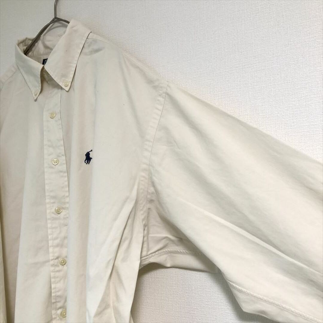 POLO RALPH LAUREN(ポロラルフローレン)の90s 古着 ポロラルフローレン BDシャツ 白シャツ 刺繍ロゴ L メンズのトップス(シャツ)の商品写真