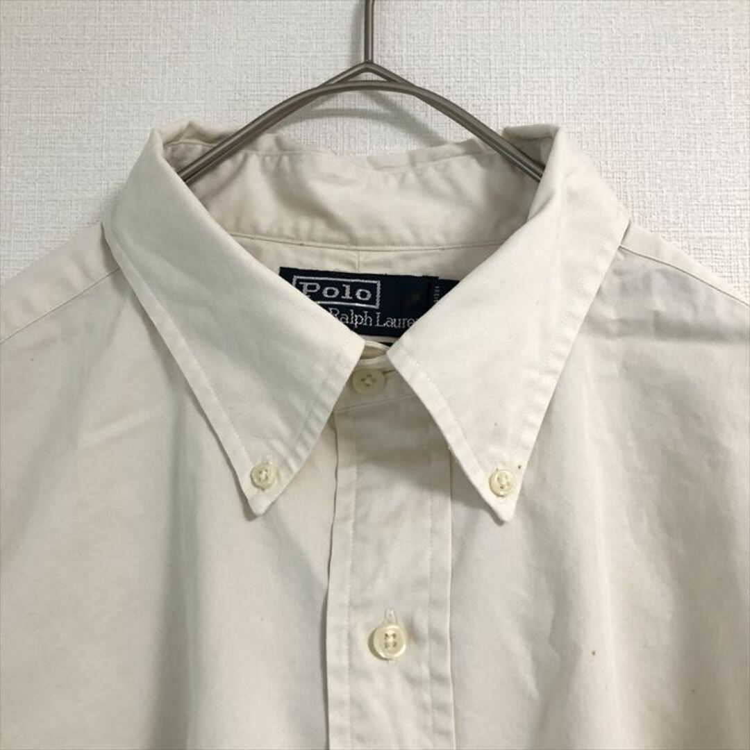 POLO RALPH LAUREN(ポロラルフローレン)の90s 古着 ポロラルフローレン BDシャツ 白シャツ 刺繍ロゴ L メンズのトップス(シャツ)の商品写真