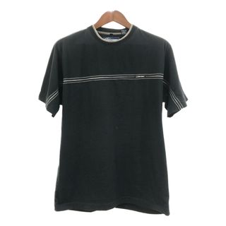 90年代 POINT ZERO 半袖Ｔシャツ ライン ブラック (メンズ L) 中古 古着 Q6521(Tシャツ/カットソー(半袖/袖なし))