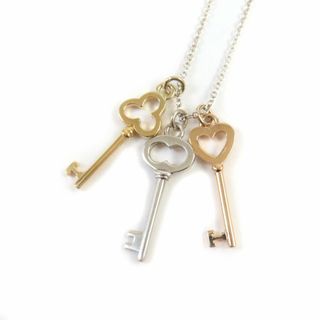 良品★TIFFANY&Co. ティファニー AG925 AU750 トリプルキー ネックレス シルバー イエローゴールド ピンクゴールド 重量3.2g レディース(ネックレス)