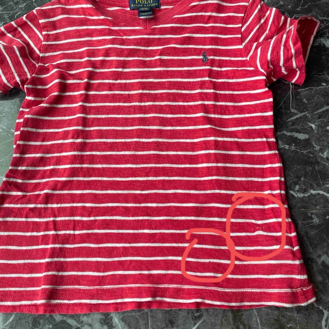 POLO RALPH LAUREN(ポロラルフローレン)のポロラルフローレン　110 4T  Tシャツ　赤　ボーダー キッズ/ベビー/マタニティのキッズ服男の子用(90cm~)(Tシャツ/カットソー)の商品写真