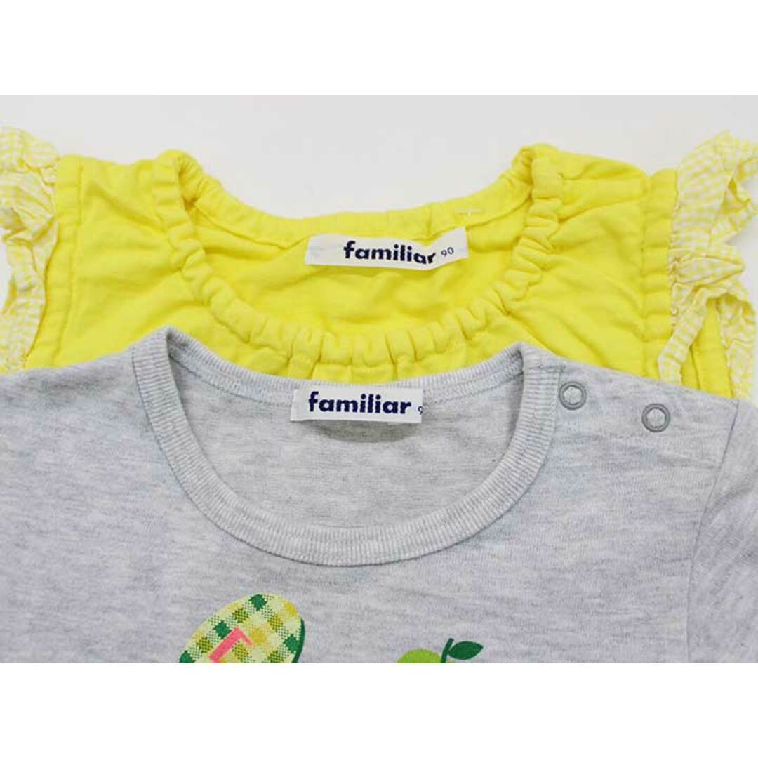 familiar(ファミリア)の【夏物 新入荷!】＜ファミリア/familiar＞90cm 半袖Tシャツ/半袖カットソー2点set グレー＆黄色【中古】【ネット限定】子供服 キッズ kids ベビー服 baby 女の子 夏 tops 905042 キッズ/ベビー/マタニティのベビー服(~85cm)(Ｔシャツ)の商品写真