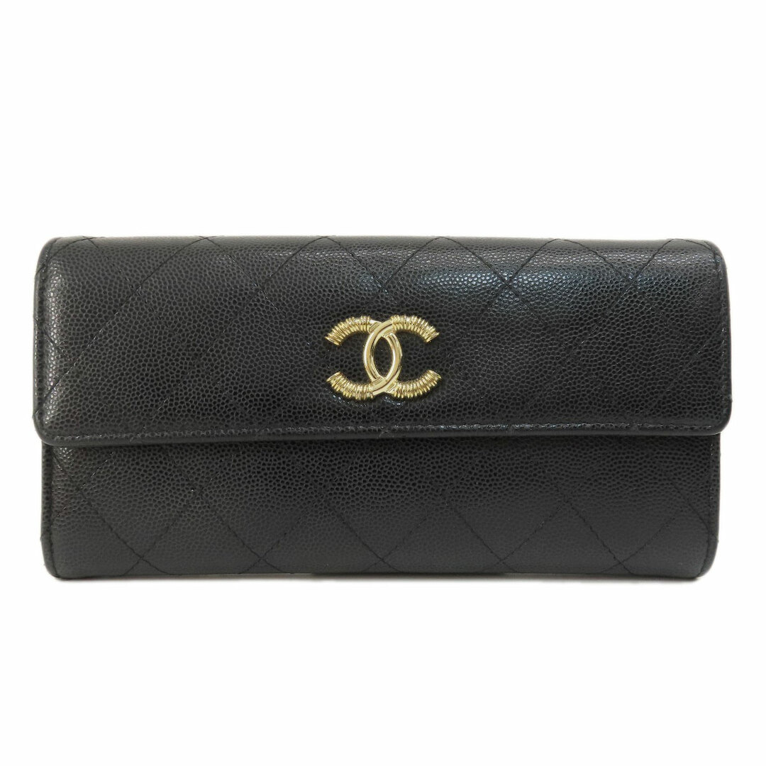 CHANEL(シャネル)のCHANEL ココマーク マトラッセ ゴールド金具 長財布（小銭入れあり） キャビアスキン レディース レディースのファッション小物(財布)の商品写真