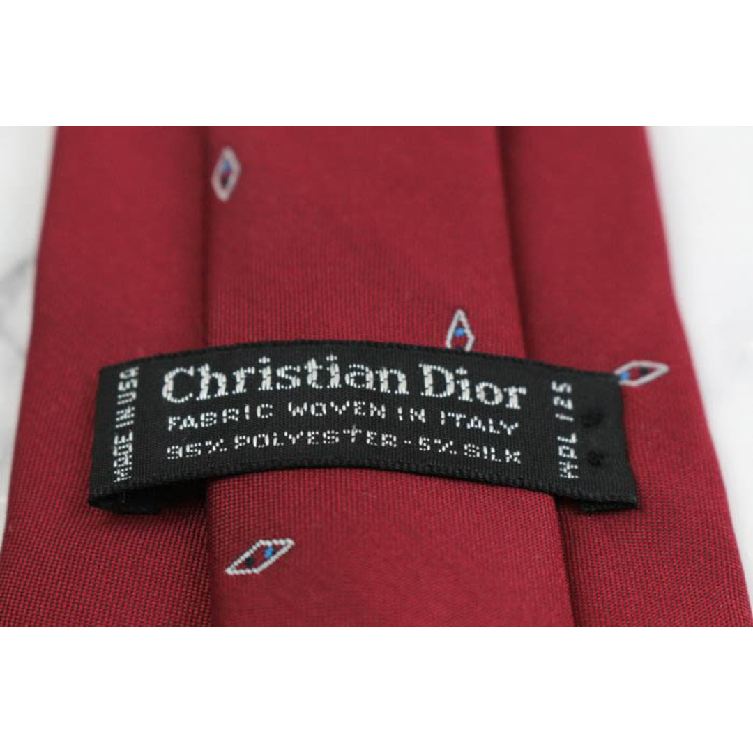 Christian Dior(クリスチャンディオール)のクリスチャンディオール ブランド ネクタイ ロゴ 小紋柄 シルク USA製 PO  メンズ レッド Christian Dior メンズのファッション小物(ネクタイ)の商品写真