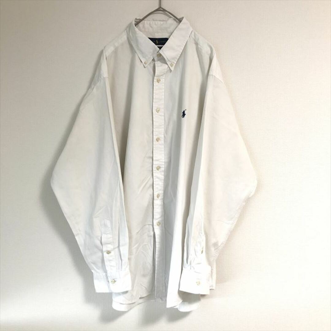 Ralph Lauren(ラルフローレン)の90s 古着 ラルフローレン BDシャツ 白シャツ 刺繍ロゴ XL  メンズのトップス(シャツ)の商品写真