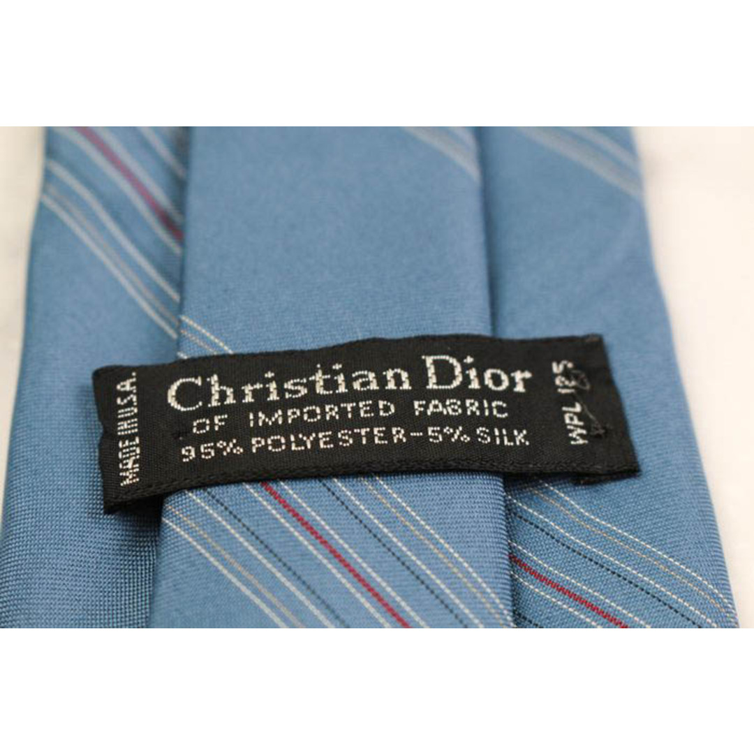 Christian Dior(クリスチャンディオール)のクリスチャンディオール ブランド ネクタイ ロゴ ストライプ柄 シルク USA製 PO  メンズ ブルー Christian Dior メンズのファッション小物(ネクタイ)の商品写真