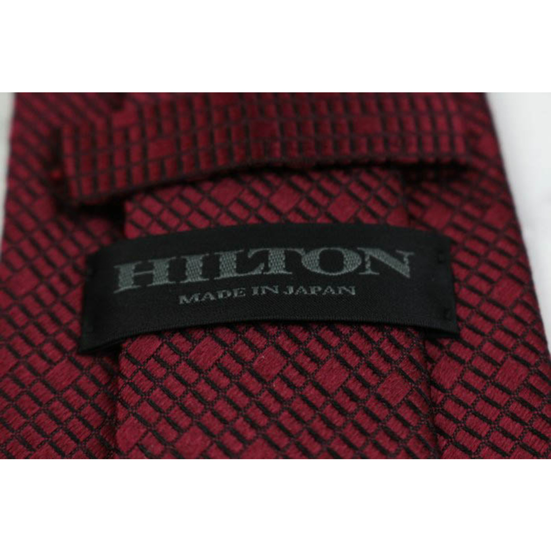 ヒルトン ブランド ネクタイ チェック柄 格子柄 ドット シルク 日本製 PO  メンズ レッド HILTON メンズのファッション小物(ネクタイ)の商品写真