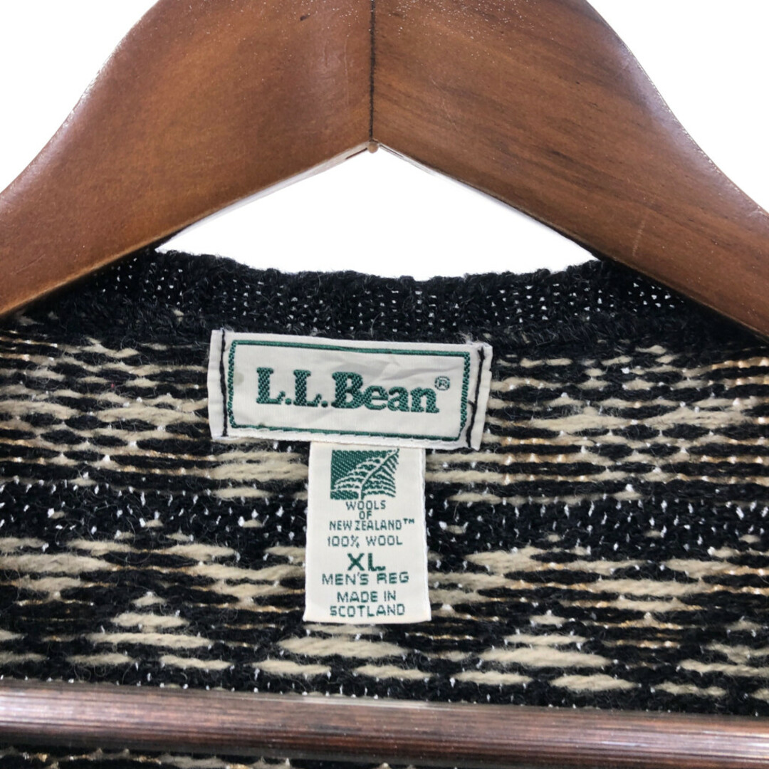 L.L.Bean(エルエルビーン)の80年代 スコットランド製 L.L.Bean エルエルビーン ウール ノルディック セーター アウトドア ブラック (メンズ XL) 中古 古着 Q6524 メンズのトップス(ニット/セーター)の商品写真