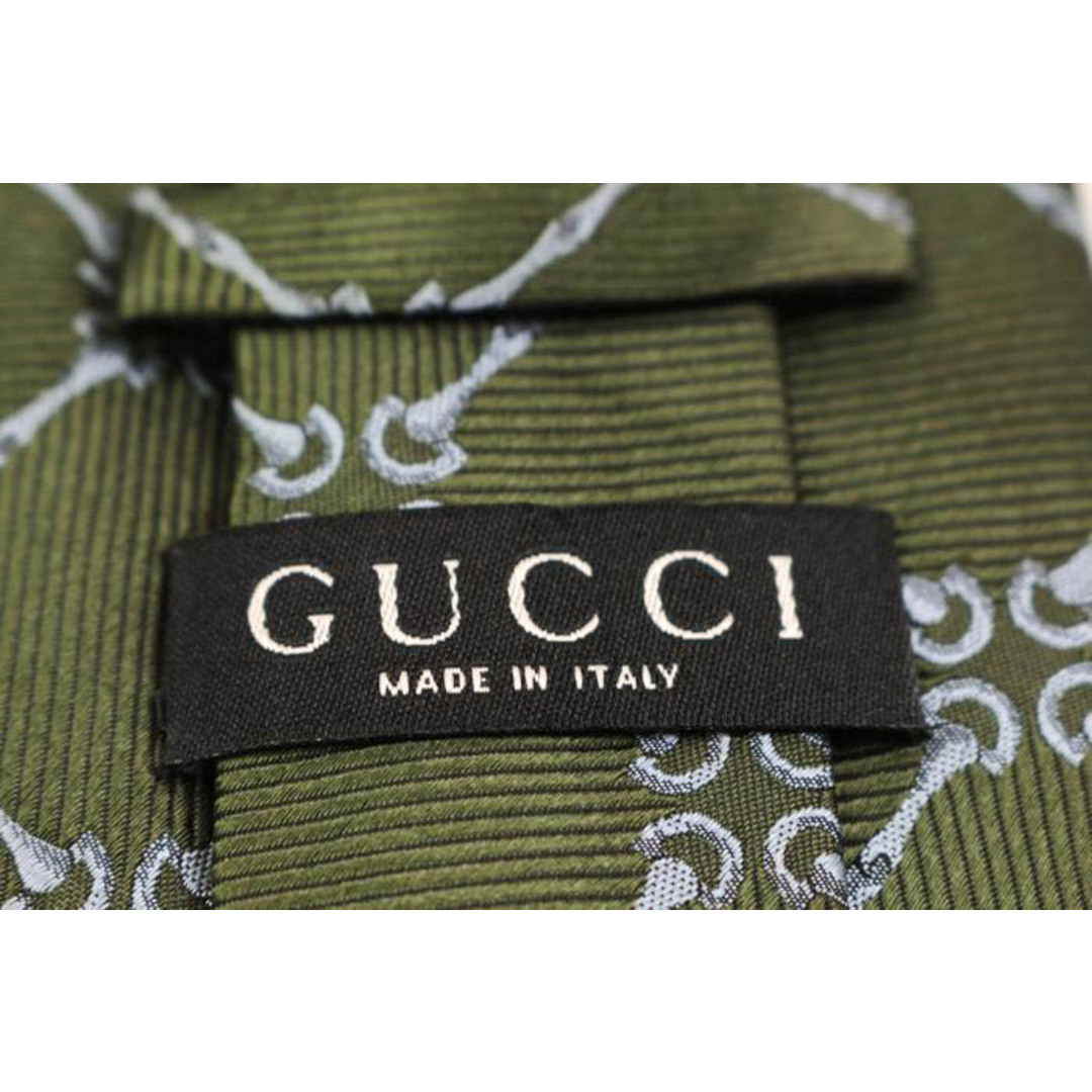 Gucci(グッチ)のグッチ ブランド ネクタイ 格子柄 パネル柄 シルク イタリア製 PO  メンズ カーキ GUCCI メンズのファッション小物(ネクタイ)の商品写真