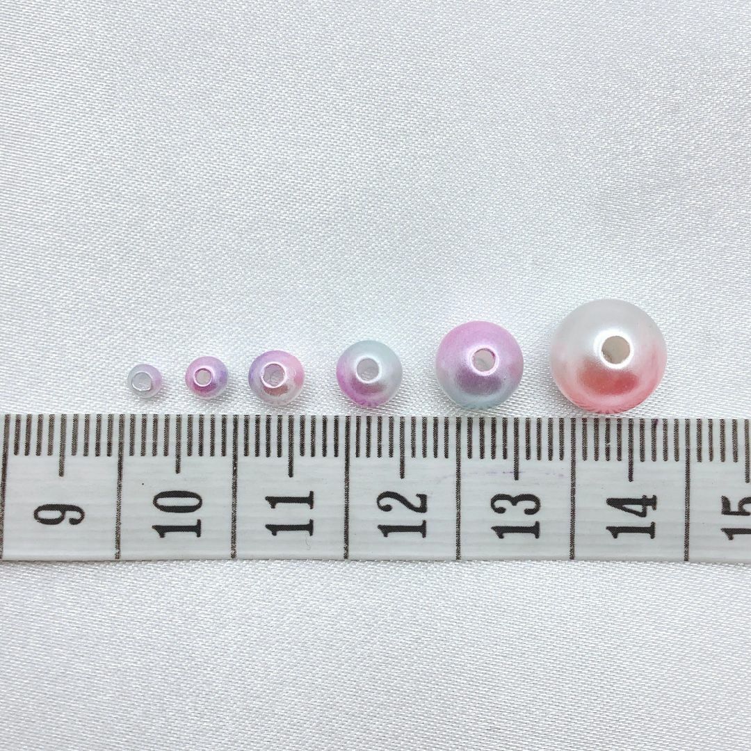 【R2829】パールビーズ　穴あり　ゆめかわ色　3～10mm　計1750個 ハンドメイドの素材/材料(各種パーツ)の商品写真