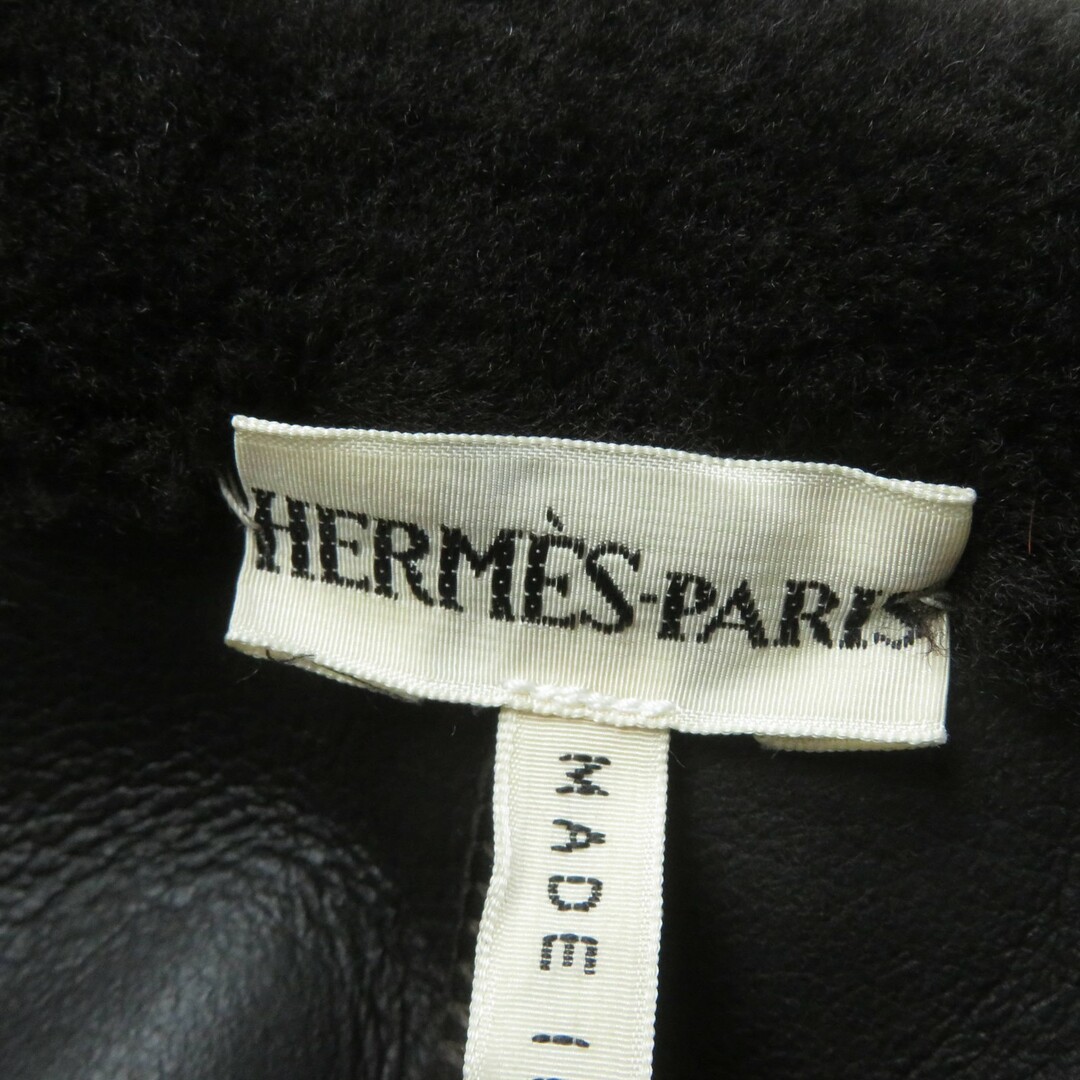 Hermes(エルメス)の極美品★HERMES エルメス マルジェラ期 ラムレザー Hボタン付 ムートンコート/アウター ブラウン 茶 38 フランス製 レディース 暖か◎ レディースのジャケット/アウター(ムートンコート)の商品写真