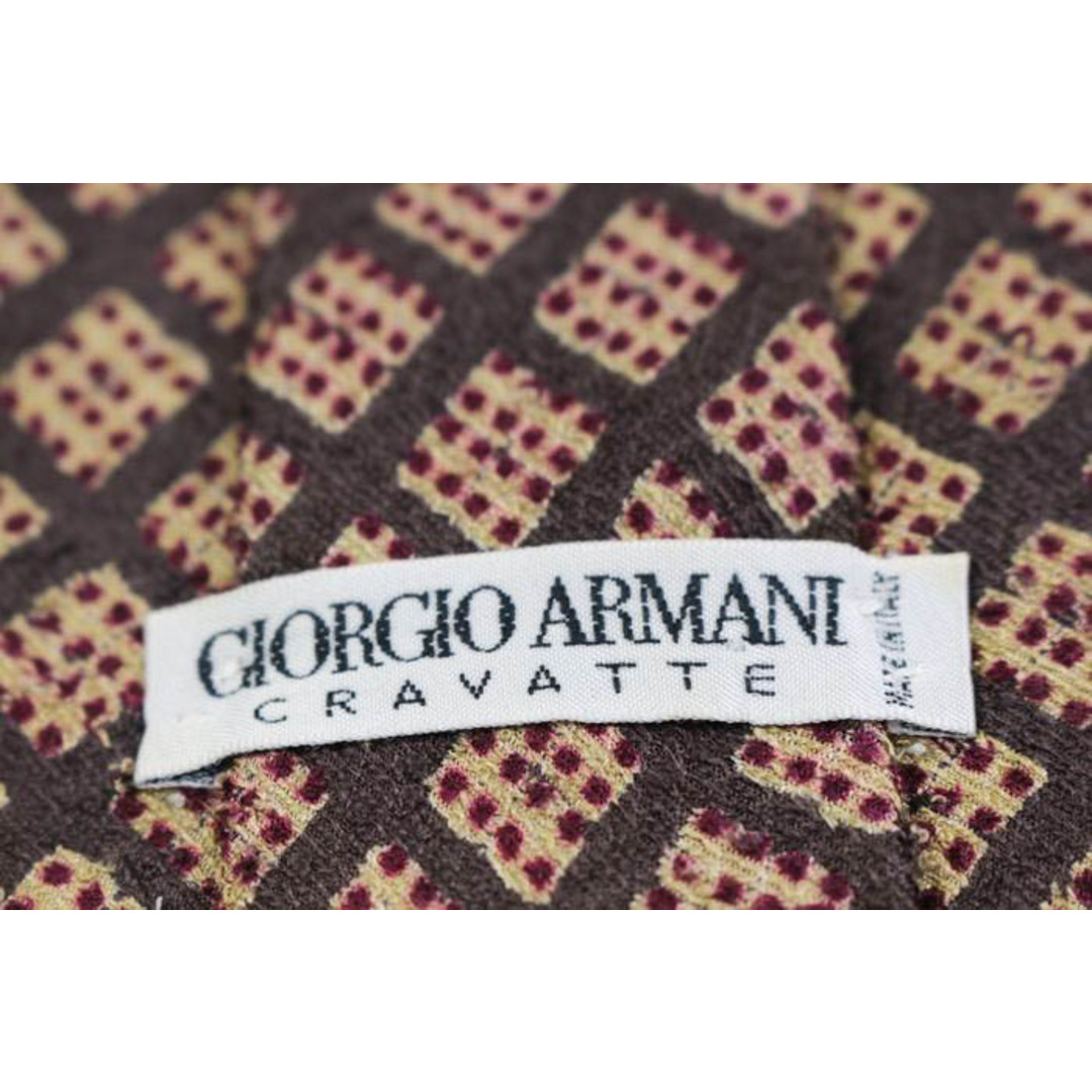 Giorgio Armani(ジョルジオアルマーニ)のジョルジオアルマーニ ブランド ネクタイ チェック柄 シルク イタリア製 PO  メンズ ブラウン GIORGIO ARMANI メンズのファッション小物(ネクタイ)の商品写真