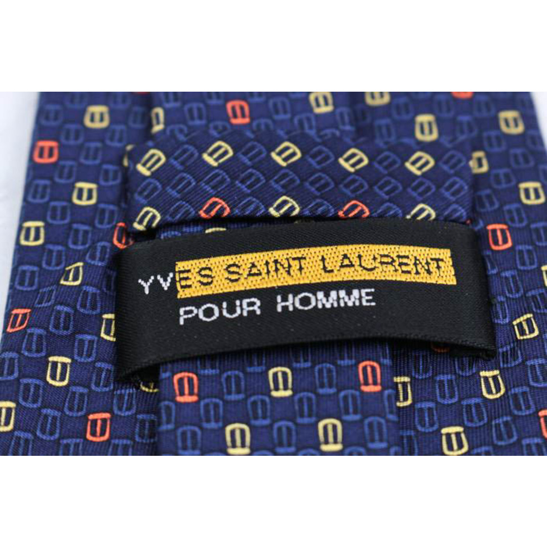 Saint Laurent(サンローラン)のイヴ・サンローラン ブランド ネクタイ YSL 総柄 小紋柄 シルク PO  メンズ ネイビー YVES SAINT LAURENT メンズのファッション小物(ネクタイ)の商品写真