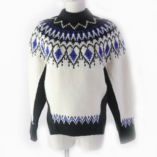 アレキサンダーマックイーン(Alexander McQueen)の美品★Alexander McQueen アレキサンダーマックイーン 22年製 710207 WOOL FAIR ISLE Knit ウール100％ ノルディック柄 サイドスリット 長袖 セーター/ニット マルチカラー XS イタリア製 正規品 レディース(ニット/セーター)