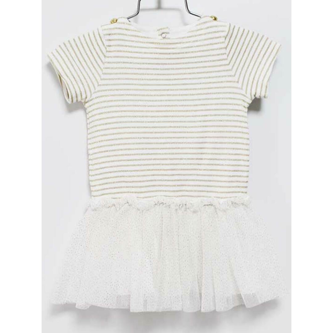 PETIT BATEAU(プチバトー)の【夏物 新入荷!】‡プチバトー/PETIT BATEAU‡74cm 半袖ワンピース 白×ゴールド【中古】子供服 キッズ kids ベビー服 baby 女の子 夏 onepi 415042 キッズ/ベビー/マタニティのベビー服(~85cm)(ワンピース)の商品写真