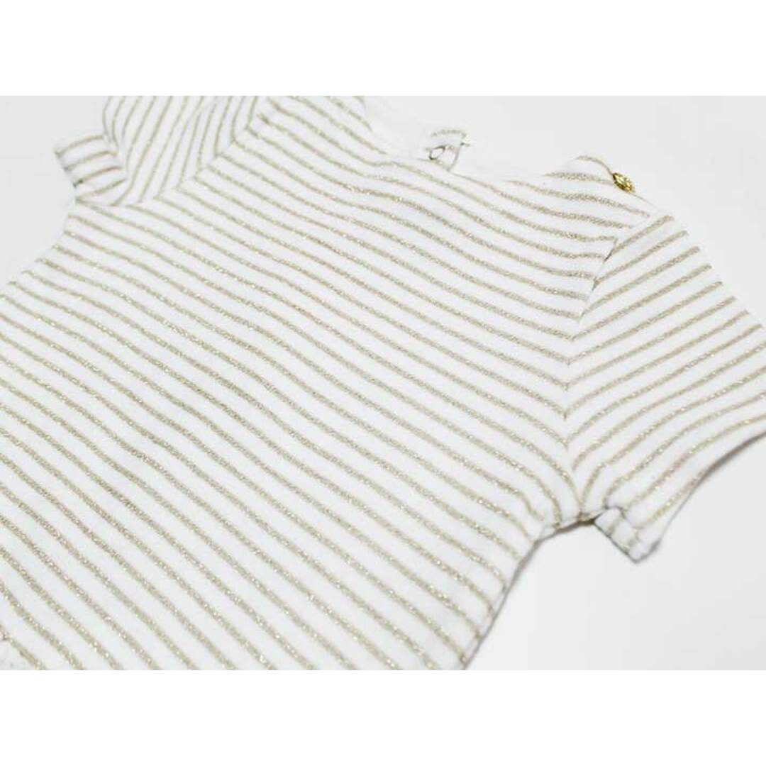 PETIT BATEAU(プチバトー)の【夏物 新入荷!】‡プチバトー/PETIT BATEAU‡74cm 半袖ワンピース 白×ゴールド【中古】子供服 キッズ kids ベビー服 baby 女の子 夏 onepi 415042 キッズ/ベビー/マタニティのベビー服(~85cm)(ワンピース)の商品写真