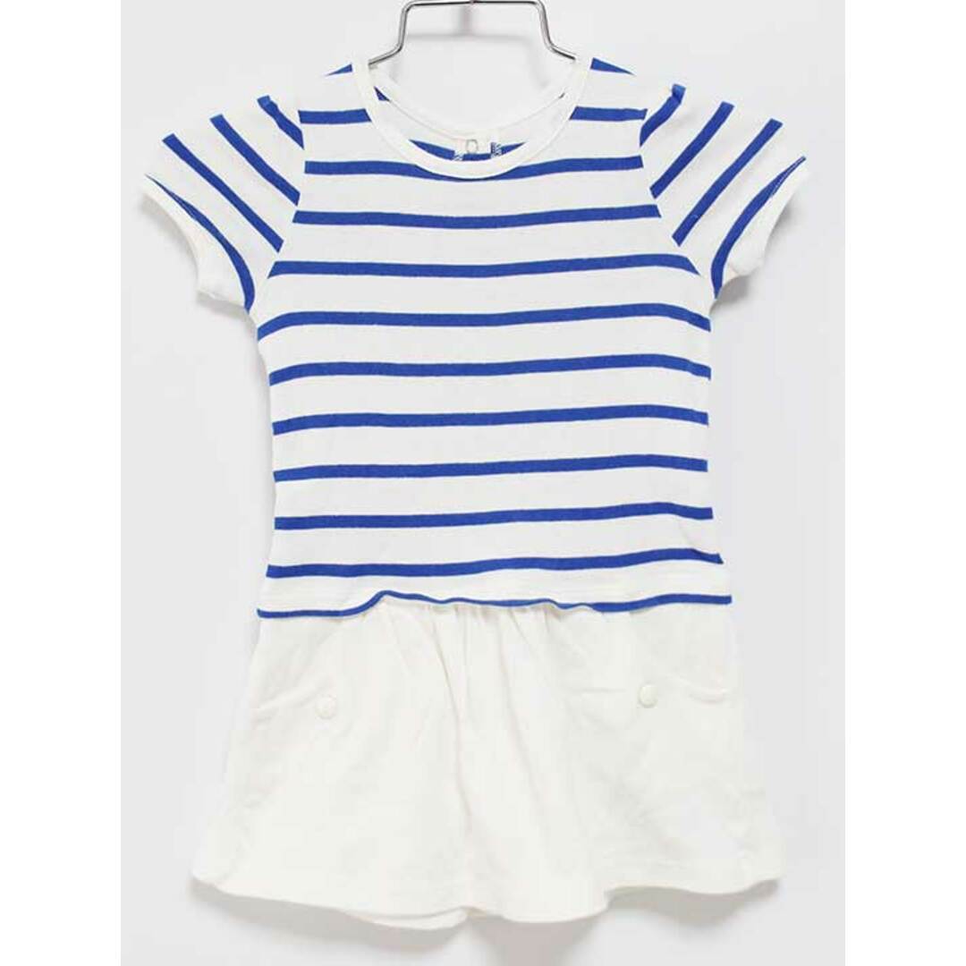 PETIT BATEAU(プチバトー)の【夏物 新入荷!】‡プチバトー/PETIT BATEAU‡74cm 半袖ワンピース 白×ブルー【中古】子供服 キッズ kids ベビー服 baby 女の子 夏 onepi 415042 キッズ/ベビー/マタニティのベビー服(~85cm)(ワンピース)の商品写真