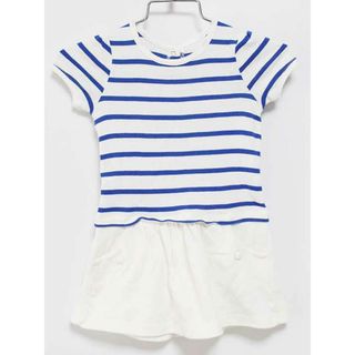 プチバトー(PETIT BATEAU)の【夏物 新入荷!】‡プチバトー/PETIT BATEAU‡74cm 半袖ワンピース 白×ブルー【中古】子供服 キッズ kids ベビー服 baby 女の子 夏 onepi 415042(ワンピース)