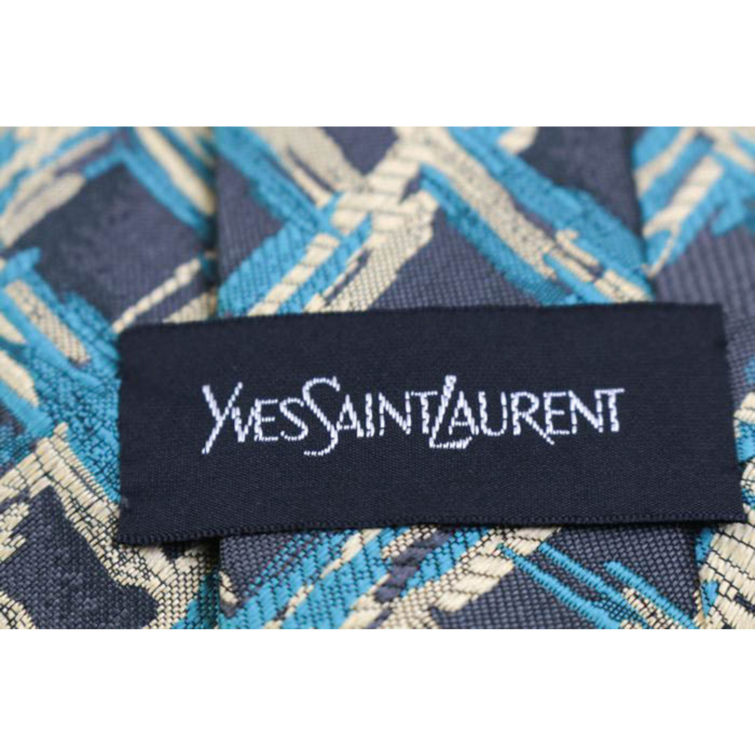 Saint Laurent(サンローラン)のイヴ・サンローラン ブランド ネクタイ YSL チェック柄 格子柄 シルク PO  メンズ グレー YVES SAINT LAURENT メンズのファッション小物(ネクタイ)の商品写真