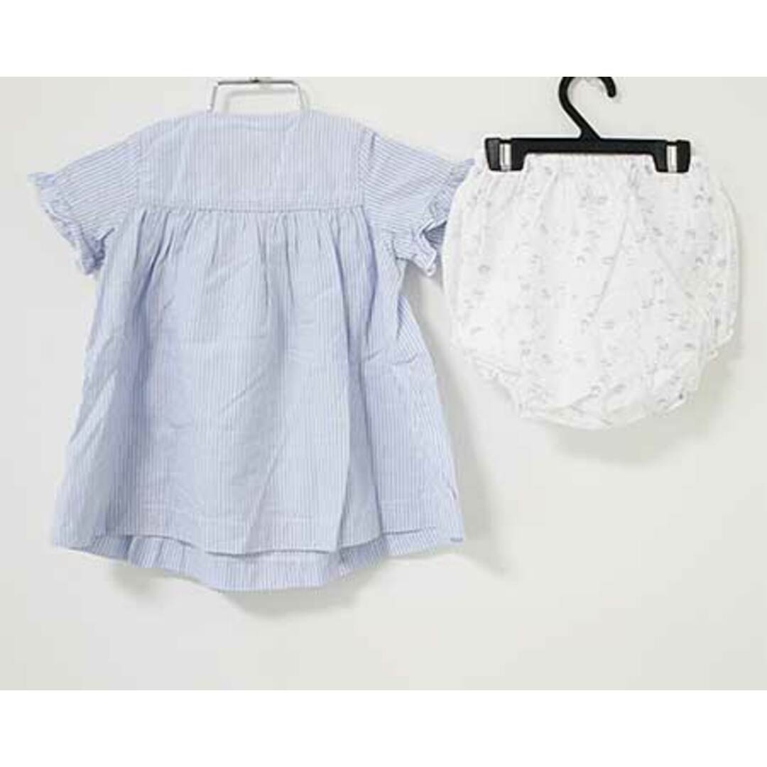 PETIT BATEAU(プチバトー)の【夏物 新入荷!】〓プチバトー/PETIT BATEAU〓74cm 半袖ワンピース 白×水色【中古】 子供服 キッズ kids ベビー baby  女の子  夏 onepi 415042 キッズ/ベビー/マタニティのベビー服(~85cm)(ワンピース)の商品写真