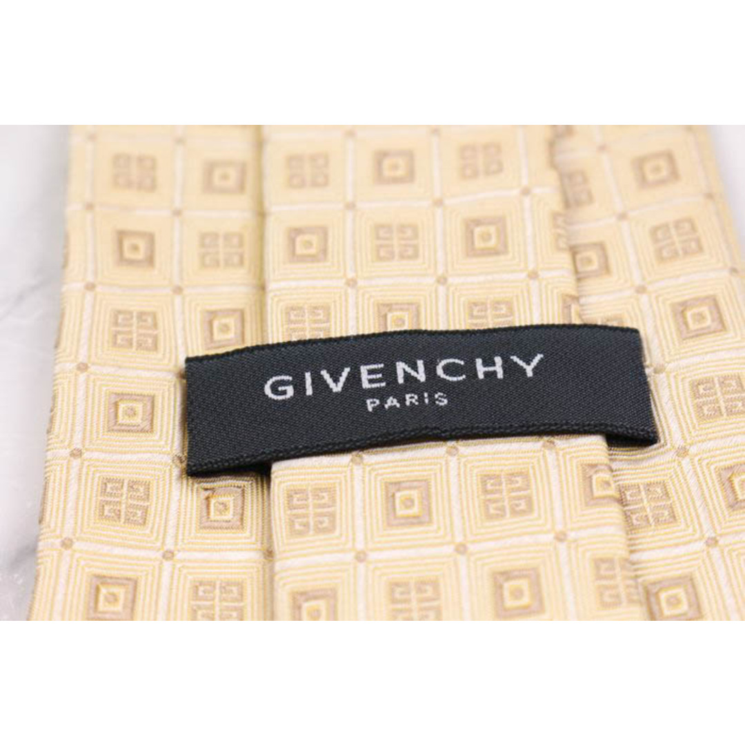 GIVENCHY(ジバンシィ)のジバンシィ ブランド ネクタイ ロゴ 小紋柄 格子柄 シルク イタリア製 PO  メンズ ベージュ GIVENCHY メンズのファッション小物(ネクタイ)の商品写真